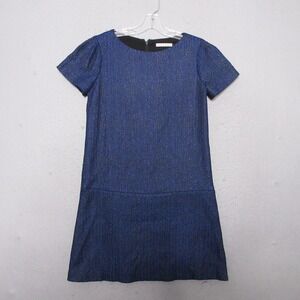 love stitch denim dress Whip Mini Dark wash stretch denim silhouette:a-line Color:Silver/Rose Gold 18W Jessica London Blue